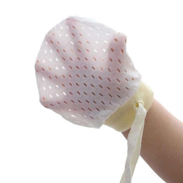 Newborn Baby Anti-Scratching Mesh Mittens Summer Breathable Elastic Lacing Adjustable Gloves, Color: For 0-18 Months (Pink) - Image 3