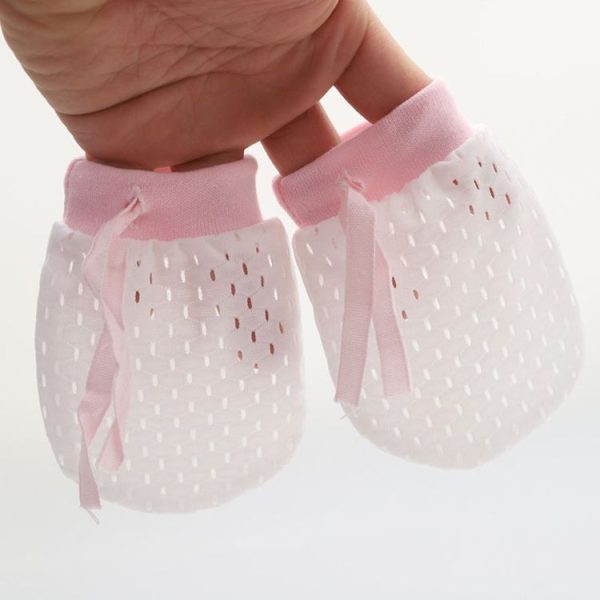 Newborn Baby Anti-Scratching Mesh Mittens Summer Breathable Elastic Lacing Adjustable Gloves, Color: For 0-18 Months (Pink) - Image 4