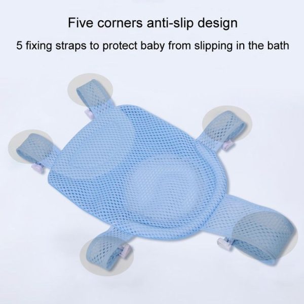 Baby Bath Tub Bathing Support Net Stand Newborn Non-Slip Suspended Shower Mat, Style: 5 Buckle Blue - Image 3