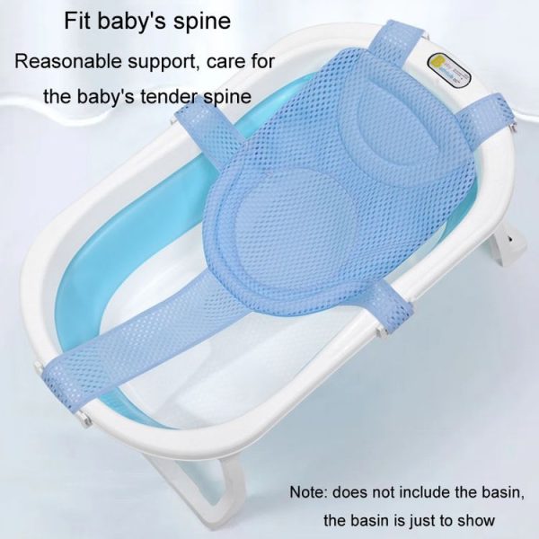 Baby Bath Tub Bathing Support Net Stand Newborn Non-Slip Suspended Shower Mat, Style: 5 Buckle Blue - Image 4