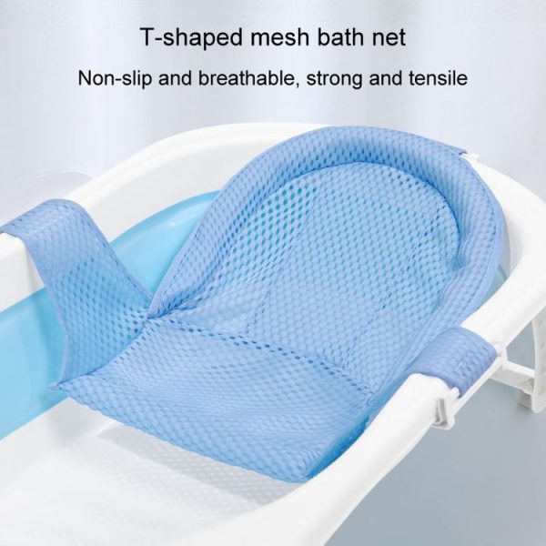 Baby Bath Tub Bathing Support Net Stand Newborn Non-Slip Suspended Shower Mat, Style: 5 Buckle Blue - Image 5