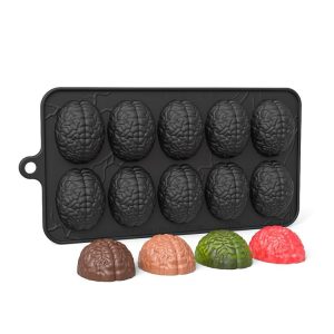 10 Grids Brain Halloween Chocolate Mould Homemade Brain Cake Mould DIY Candy Soft Molds (Black)