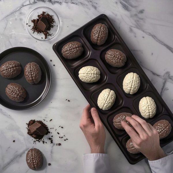 10 Grids Brain Halloween Chocolate Mould Homemade Brain Cake Mould DIY Candy Soft Molds (Black) - Image 2