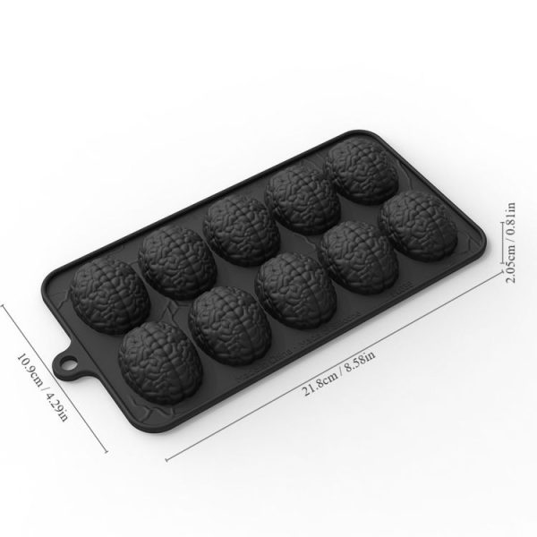 10 Grids Brain Halloween Chocolate Mould Homemade Brain Cake Mould DIY Candy Soft Molds (Black) - Image 4