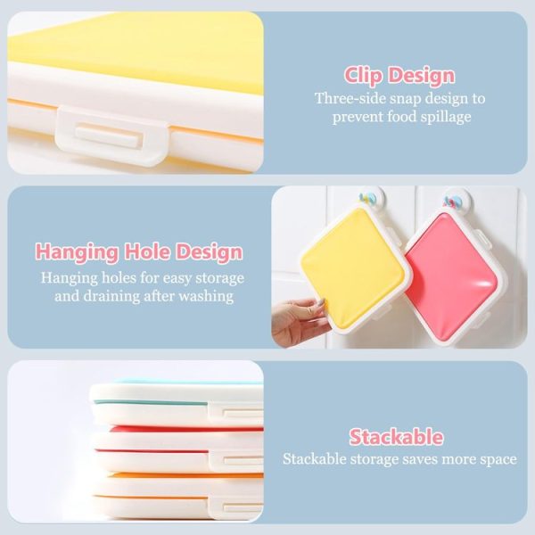 Sandwich Bread Fresh-keeping Storage Box Silicone Portable Take-out Lunch Box (Pink) - Image 6