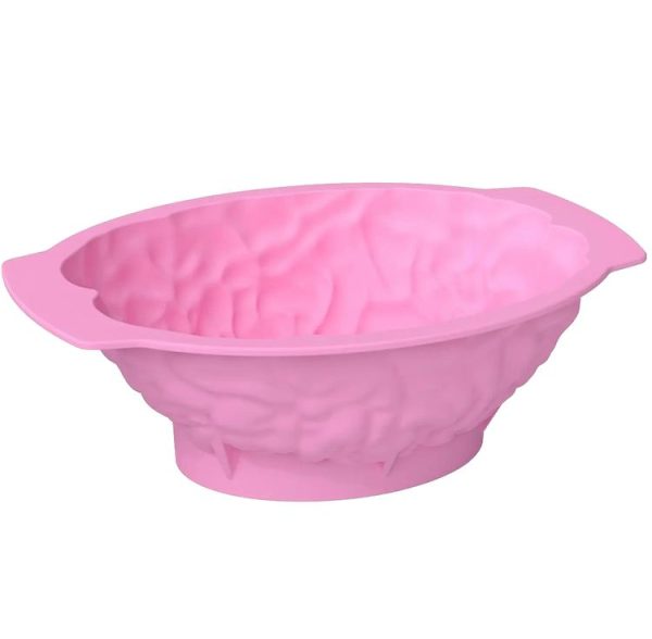 Halloween Brain Mold Baking Silicone Mold Chocolate Cake Containers (Pink)