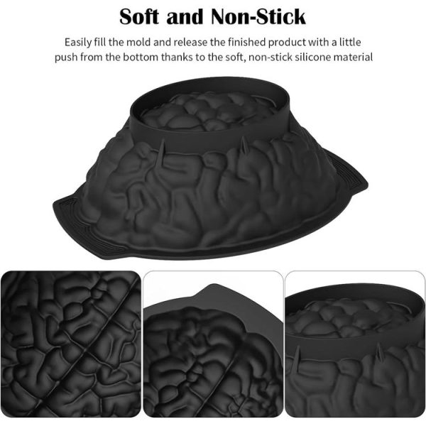 Halloween Brain Mold Baking Silicone Mold Chocolate Cake Containers (Pink) - Image 4