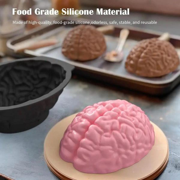Halloween Brain Mold Baking Silicone Mold Chocolate Cake Containers (Pink) - Image 5