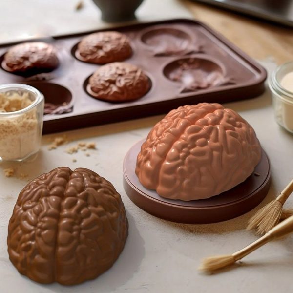 Halloween Brain Mold Baking Silicone Mold Chocolate Cake Containers (Pink) - Image 6