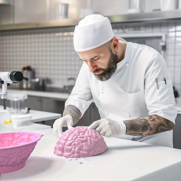 Halloween Brain Mold Baking Silicone Mold Chocolate Cake Containers (Pink) - Image 7