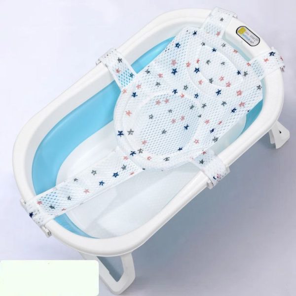 Newborn Bath Net Suspension Mat Non-Slip Baby Bath Mat Length Adjustable Bathtub Stand (5 Buckle Star)