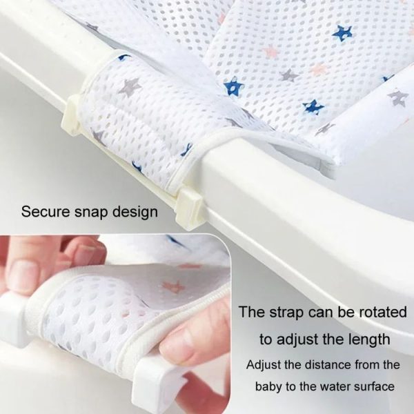 Newborn Bath Net Suspension Mat Non-Slip Baby Bath Mat Length Adjustable Bathtub Stand (5 Buckle Star) - Image 5