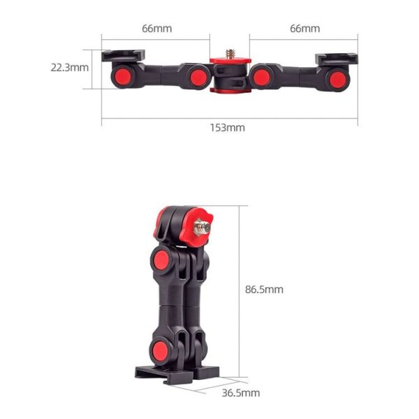 Dual Cold Shoe Mount Adapter Magic Arm Extension Bar Bracket Stand for Camera Mobile Phone - Image 3