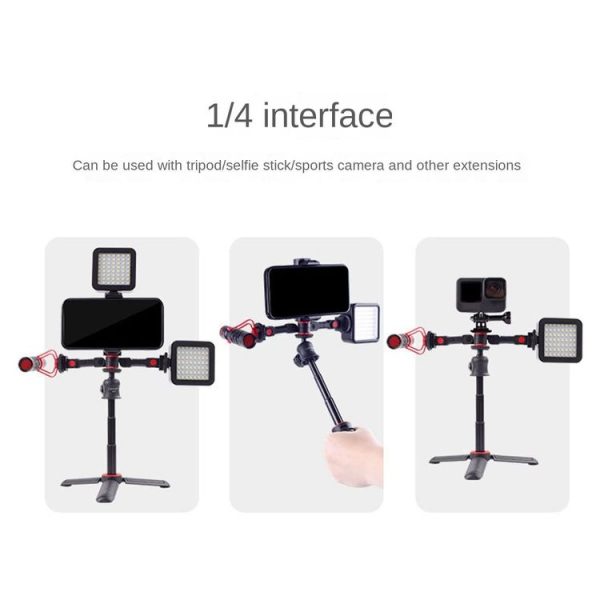 Dual Cold Shoe Mount Adapter Magic Arm Extension Bar Bracket Stand for Camera Mobile Phone - Image 5