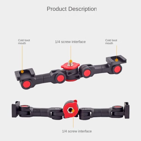 Dual Cold Shoe Mount Adapter Magic Arm Extension Bar Bracket Stand for Camera Mobile Phone - Image 7