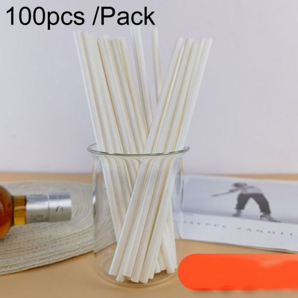 100pcs / Pack 6x197mm Disposable Paper Straws Biodegradable Party Drinking Straws Dessert Table Decoration Prop, Color: White