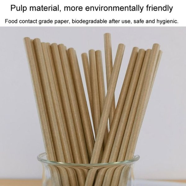100pcs / Pack 6x197mm Disposable Paper Straws Biodegradable Party Drinking Straws Dessert Table Decoration Prop, Color: White - Image 5