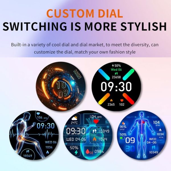 F200 Smart Health Watch ECG Electrocardiogram Blood Sugar Monitoring 1.55 Inch Round Screen, Color: Black Silicone - Image 10