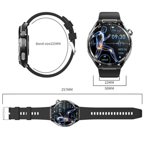 F200 Smart Health Watch ECG Electrocardiogram Blood Sugar Monitoring 1.55 Inch Round Screen, Color: Black Silicone - Image 12