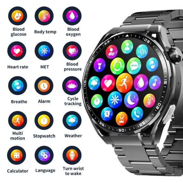 F200 Smart Health Watch ECG Electrocardiogram Blood Sugar Monitoring 1.55 Inch Round Screen, Color: Black Silicone - Image 5