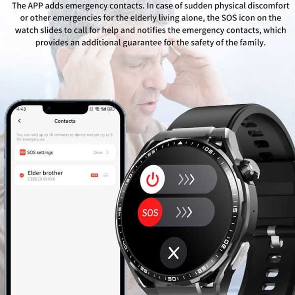 F200 Smart Health Watch ECG Electrocardiogram Blood Sugar Monitoring 1.55 Inch Round Screen, Color: Black Silicone - Image 9