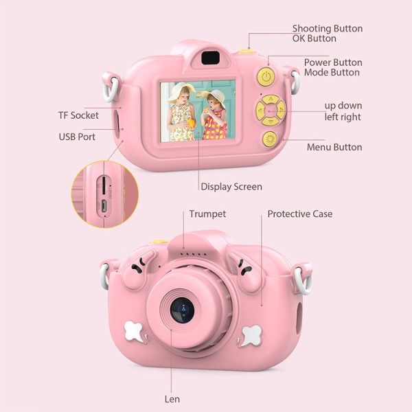 DC501 2.0-Inch 4X Zoom HD Digital Camera Mini Children Photography Camera, Color: Pink - Image 4