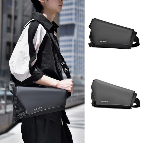 WEIXIER D517 Men Large Capacity Crossbody Bag Waterproof Single Shoulder Backpack (Gray) - Image 2
