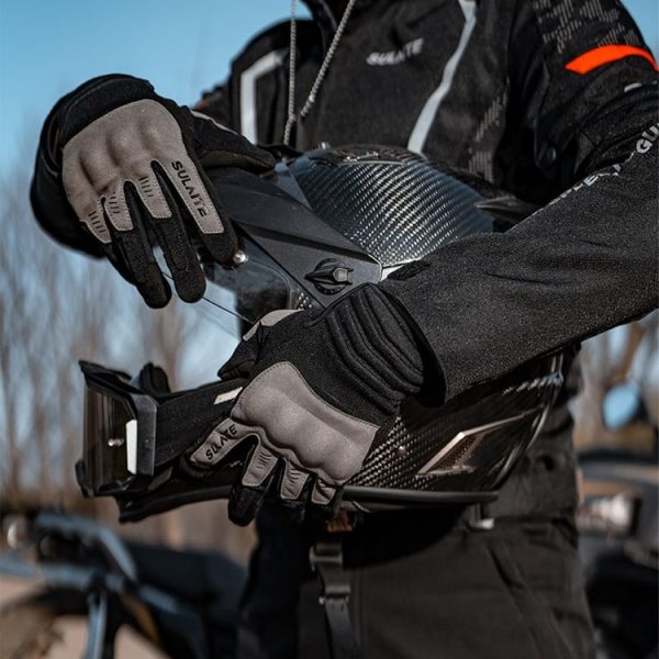 SULAITE Motorcycle Riding Breathable Conductive Touch Screen Full Finger Gloves, Size: M (Khaki) - Image 11