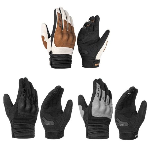 SULAITE Motorcycle Riding Breathable Conductive Touch Screen Full Finger Gloves, Size: M (Khaki) - Image 2