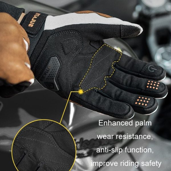 SULAITE Motorcycle Riding Breathable Conductive Touch Screen Full Finger Gloves, Size: M (Khaki) - Image 6