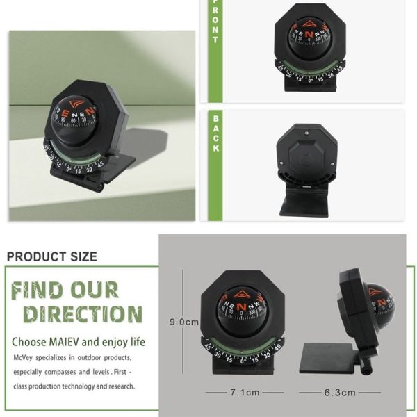 2 In 1 Car Compass With Slope Gauge Foldable High Precision Guide Ball (English Version) - Image 3