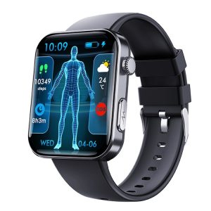 F300 2.1-Inch Screen Smart Watch Supports Bluetooth Calls / ECG / Blood Composition Analysis / 50+ Sports Modes, Color: Black Silicone