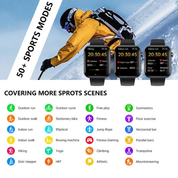 F300 2.1-Inch Screen Smart Watch Supports Bluetooth Calls / ECG / Blood Composition Analysis / 50+ Sports Modes, Color: Black Silicone - Image 3