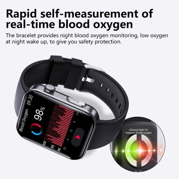 F300 2.1-Inch Screen Smart Watch Supports Bluetooth Calls / ECG / Blood Composition Analysis / 50+ Sports Modes, Color: Black Silicone - Image 9