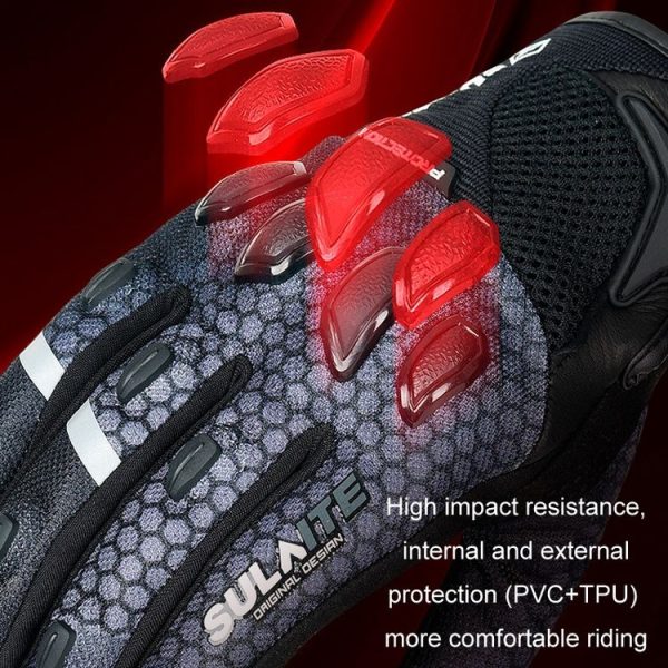 SULAITE Motorcycle Anti-fall Touch Screen Breathable Mesh Cycling Gloves, Size: M (Black) - Image 5