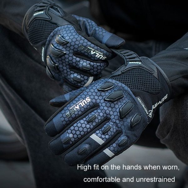 SULAITE Motorcycle Anti-fall Touch Screen Breathable Mesh Cycling Gloves, Size: M (Black) - Image 6