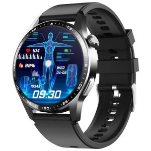 F400 1.55 Inch Screen Smart Watch Support ECG / Blood Oxygen / Blood Sugar / 150+ Sports Mode, Color: Black Silicone