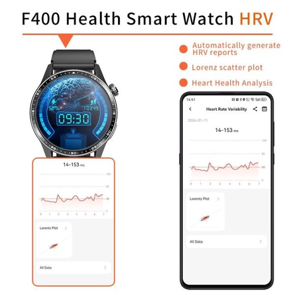 F400 1.55 Inch Screen Smart Watch Support ECG / Blood Oxygen / Blood Sugar / 150+ Sports Mode, Color: Black Silicone - Image 12
