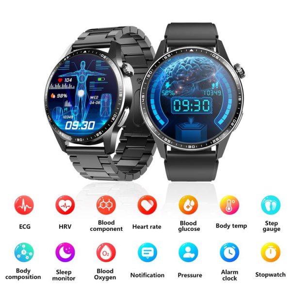 F400 1.55 Inch Screen Smart Watch Support ECG / Blood Oxygen / Blood Sugar / 150+ Sports Mode, Color: Black Silicone - Image 2