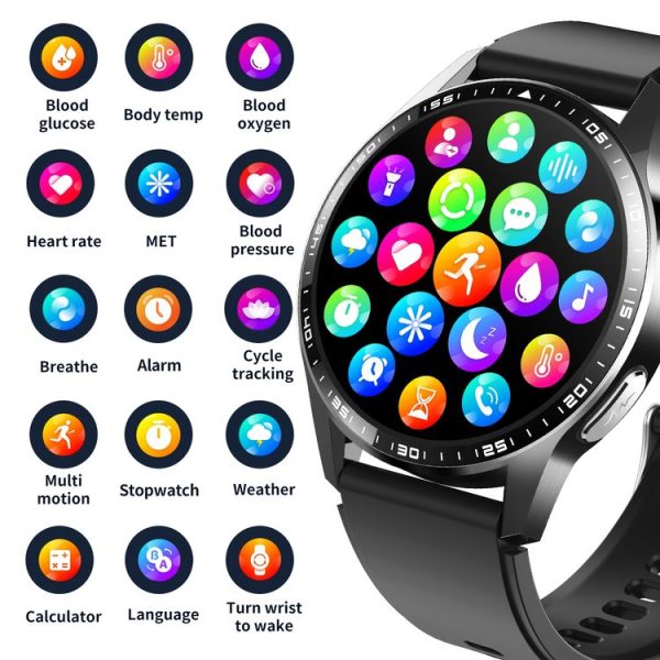 F400 1.55 Inch Screen Smart Watch Support ECG / Blood Oxygen / Blood Sugar / 150+ Sports Mode, Color: Black Silicone - Image 5