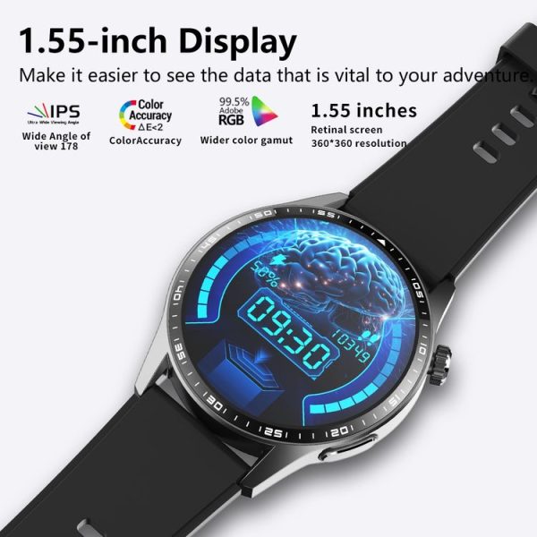 F400 1.55 Inch Screen Smart Watch Support ECG / Blood Oxygen / Blood Sugar / 150+ Sports Mode, Color: Black Silicone - Image 6