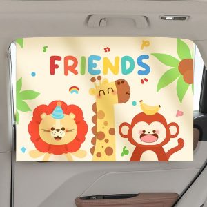 Suction Cup Car Sunshade Children Rear Side Window Insulation Sunscreen Cartoon Car Curtain, Style: Lion Monkey