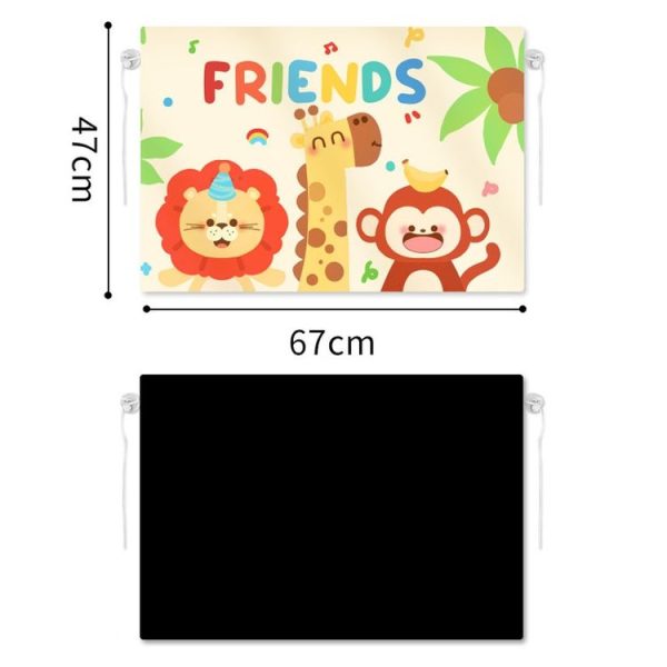 Suction Cup Car Sunshade Children Rear Side Window Insulation Sunscreen Cartoon Car Curtain, Style: Lion Monkey - Image 2
