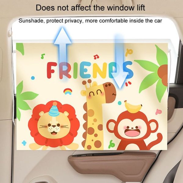 Suction Cup Car Sunshade Children Rear Side Window Insulation Sunscreen Cartoon Car Curtain, Style: Lion Monkey - Image 5