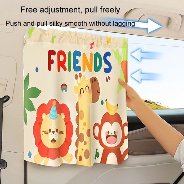 Suction Cup Car Sunshade Children Rear Side Window Insulation Sunscreen Cartoon Car Curtain, Style: Lion Monkey - Image 7