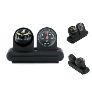 2 In 1 Car Guide Ball Thermometer Adjustable Angle Compass (English Version)