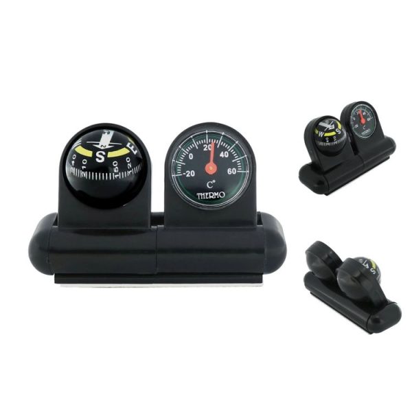 2 In 1 Car Guide Ball Thermometer Adjustable Angle Compass (English Version)