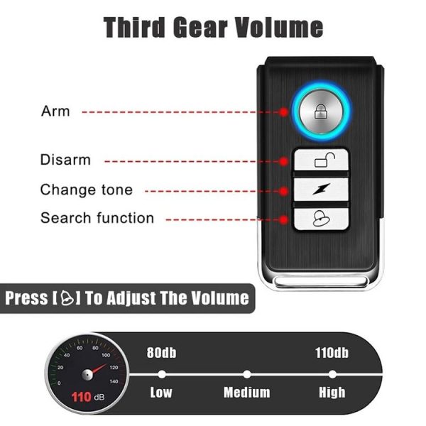 SF32R+03C Electric Motorcycle / Bike Anti-theft Alarm Home Wiring Free Vibration Alarm - Image 5