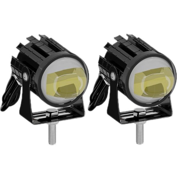1pair 12V-85V Motorcycle Headlights Dual-color Automotive LED Working Headlights, Color: Yellow + White Light Without Flashing