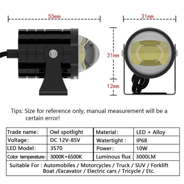 1pair 12V-85V Motorcycle Headlights Dual-color Automotive LED Working Headlights, Color: Yellow + White Light Without Flashing - Image 3